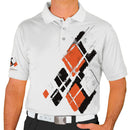 Golf Knickers: Mens Argyle Utopia Golf Shirt - SSS: Black/Orange/White Clothing