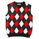Golf Knickers: Men's Argyle Sweater Vest - Black/Red/White Clothing