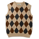 Golf Knickers: Men's Argyle Sweater Vest - Khaki/Brown/Black Clothing