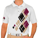 Golf Knickers: Mens Argyle Utopia Golf Shirt - HHH: Khaki/Black/Maroon Clothing