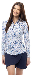 SanSoleil: Ladies Soltek Lux Long Sleeve Print Mock - 900621