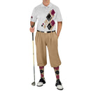 Golf Knickers: Mens Argyle Utopia Golf Shirt - HHH: Khaki/Black/Maroon Clothing