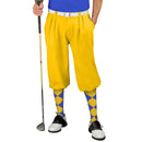 Golf Knickers: Men's Classic Golf Outfit - Yellow & Royal