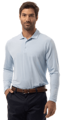 SanSoleil: Men's SoltekIce Mini-Stripe Long Sleeve Polo - 900837MM Clothing
