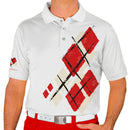 Golf Knickers: Mens Argyle Utopia Golf Shirt - DDD: Natural/Red Clothing