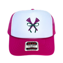 Sassy Caddy: Ladies Golf Trucker Hat - Pink Tees and Bow