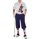 Golf Knickers: Mens Argyle Utopia Golf Shirt - KKKK: Navy/Red/White Clothing