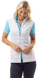 SanSoleil: Ladies Line up Print Zip Vest- 900512P Clothing