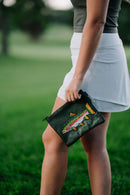 Sunfish: Hand Embroidered Genuine Leather Valuables Pouch - Rainbow Trout