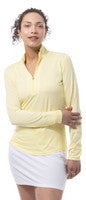 SanSoleil: Ladies UPF 50 Melange Stripe Zip Mock - 900453MM