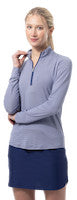 SanSoleil: Ladies UPF 50 Melange Stripe Zip Mock - 900453MM