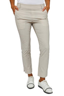 Golftini: Women's Pull-On Stretch Ankle Pant - Khaki Houndstooth