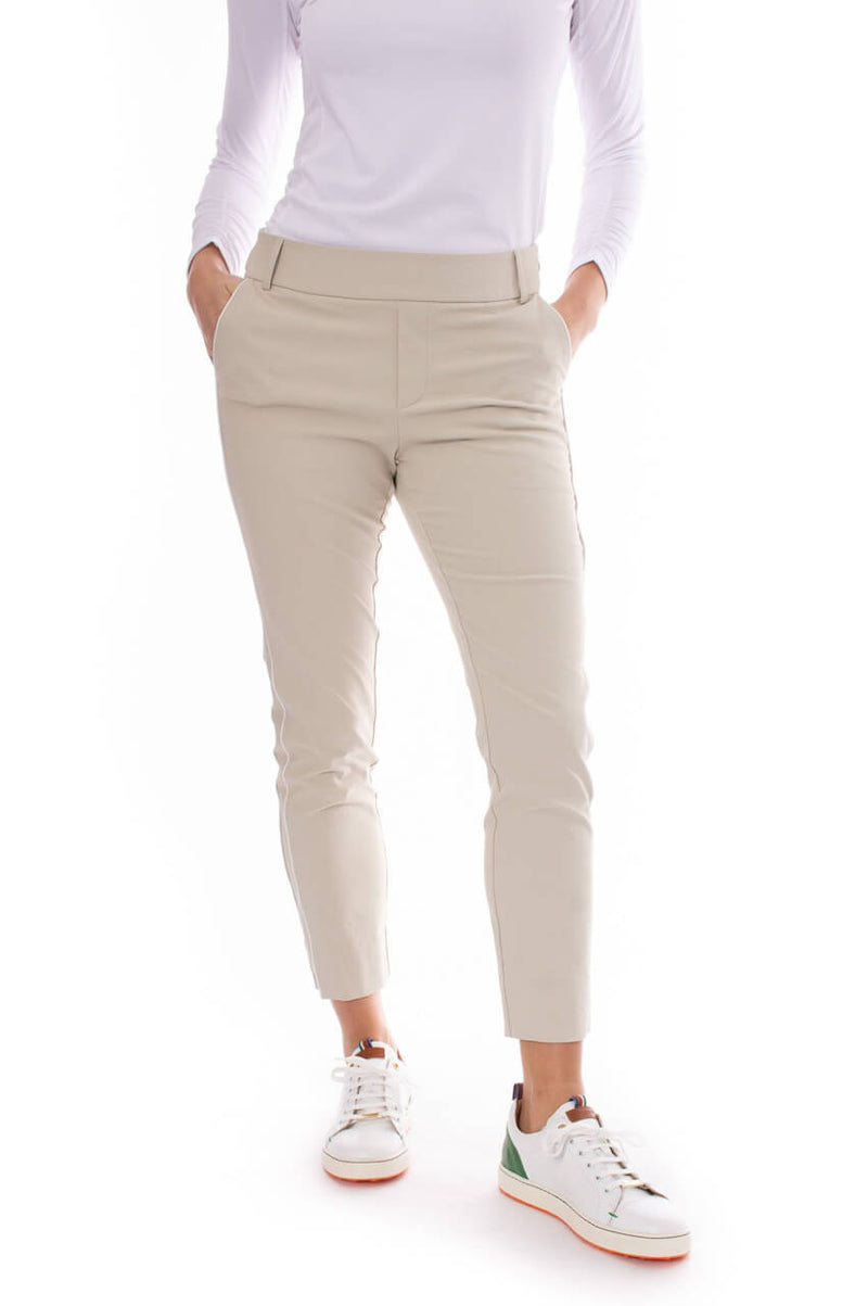 Golftini: Women's Pull-On Stretch Ankle Pant - Khaki