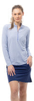 SanSoleil: Ladies UPF 50 Melange Stripe Zip Mock - 900453MM
