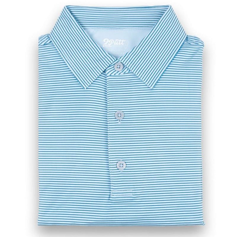 2Putt Golf - Light Blue Stripe Men's Polo