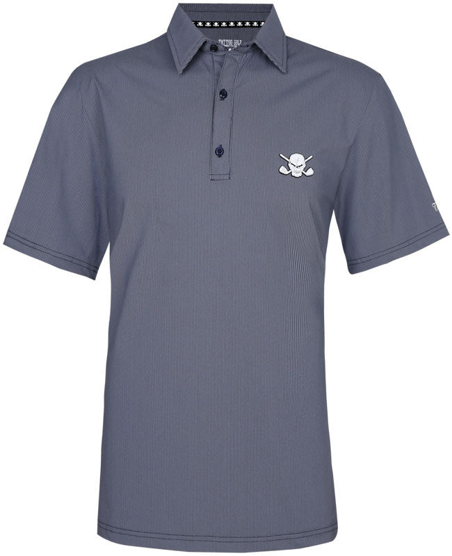 Tattoo Golf:  Men's Luxe Cool-Stretch Performance Golf Shirt - Blue Steel