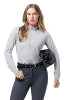 SanSoleil: Ladies UPF 50 Melange Stripe Zip Mock - 900453MM