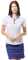 SanSoleil: Ladies Soltek Lux Short Sleeve Print Mock - 900628