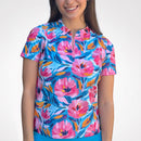 MILEY’S FLOWERS POLO QUARTER ZIP TOP