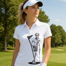 Tattoo Golf: Ladies Mrs. Bones Golf Shirt - White