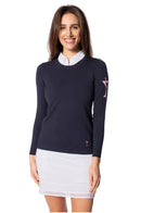 Golftini: Women's Martini Crewneck Sweater - Navy