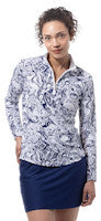 SanSoleil: Ladies Soltek Lux Long Sleeve Print Mock - 900621