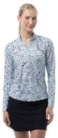 SanSoleil: Ladies Solmelange Longsleeve 1/4 Zip Print Mock - 900453P