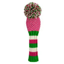 Sunfish: Knit Wool Headcover -Pink, Lime White Chevron (Driver, Fairway, Hybrid, or Set)