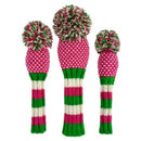 Sunfish: Knit Wool Headcover -Pink, Lime White Chevron (Driver, Fairway, Hybrid, or Set)
