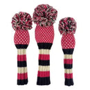 Sunfish: Knit Wool Headcover -Pink, Navy, White Chevron (Driver, Fairway, Hybrid, or Set)