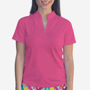 PINK POLO QUARTER ZIP TOP