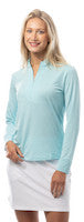 SanSoleil: Ladies UPF 50 Melange Stripe Zip Mock - 900453MM