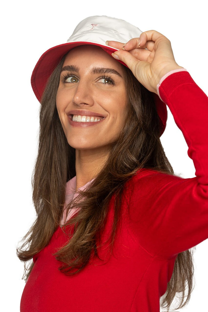 Golftini: Women's Reversible Bucket Hat - Red/White