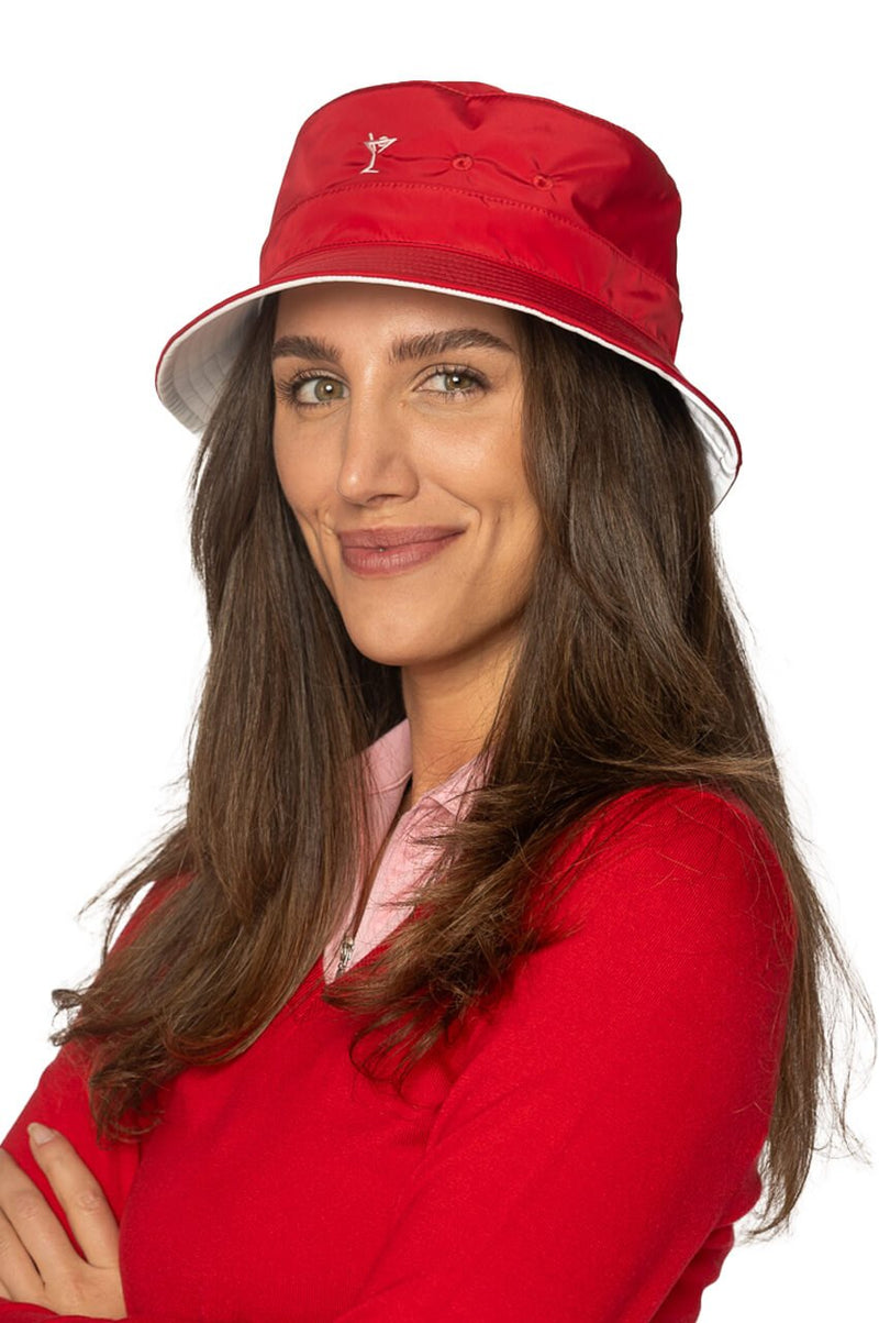 Golftini: Women's Reversible Bucket Hat - Red/White