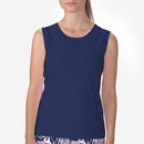 NAVY SLEEVELESS CREW NECK TOP