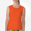 ORANGE SLEEVELESS CREW NECK TOP