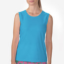 AQUA SLEEVELESS CREW NECK TOP