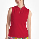 RED SLEEVELESS QUARTER ZIP TOP