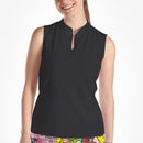 BLACK SLEEVELESS QUARTER ZIP TOP