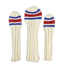 Sunfish:  Knit Wool Headcover - Classic 80s Tube Sock-Blue and Red (Driver, Fairway, Hybrid, or Set)