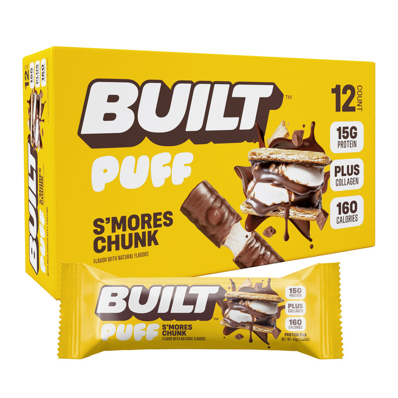 S'mores Chunk Puff Protein Bars (Box of 12) by Built