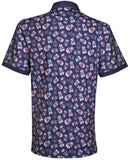 Tattoo Golf: Men's Sugar Skull Performance Cool-Stretch Golf Shirt - Dark Blue Clothing