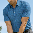 Tattoo Golf: Men's Summertime Cool-Stretch Golf Shirt - Blue