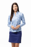 SanSoleil: Ladies Solmelange Longsleeve 1/4 Zip Print Mock - 900453P