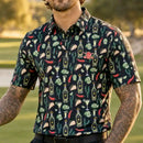 Tattoo Golf:  Men's Tacos & Tequila Cool-Stretch Golf Shirt - Black