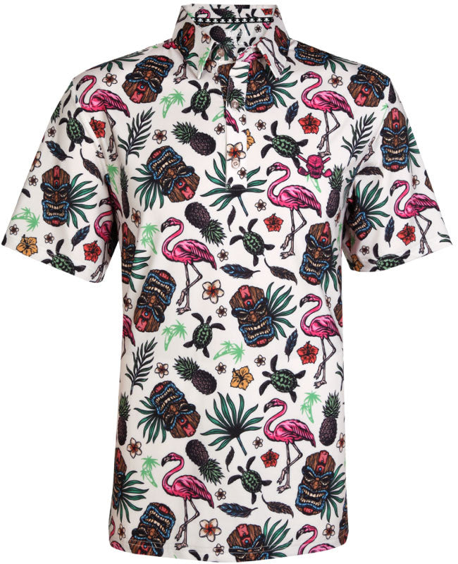 Tattoo Golf: Men's ProCool Golf Shirt - Aloha Hawaiian (Tiki)
