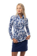 SanSoleil: Ladies UPF 50 SolCool Mock w/ Piping - 900445P