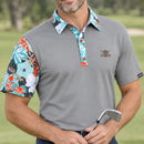 Tattoo Golf: Men's Aloha VIP Cool-Stretch Golf Shirt - Grey/Teal