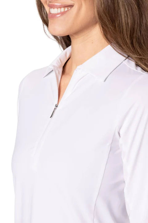 Golftini: Women's Long Sleeve Cool Girl Polo - White