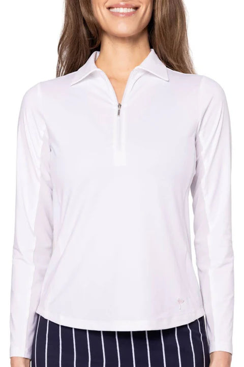 Golftini: Women's Long Sleeve Cool Girl Polo - White